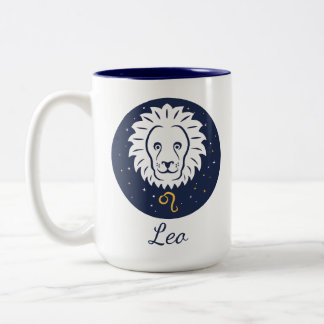 Leo Zodiac Design Blau und Weiß Zwei-Tonen-Tasse 1 Zweifarbige Tasse