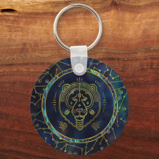 Leo Zodiac Gold Abalone Schlüsselanhänger (Vorderseite)