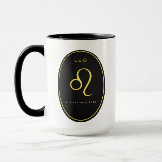 Leo Zodiac Gold Oval Emblem Mug | Luxury Astrology Tasse
