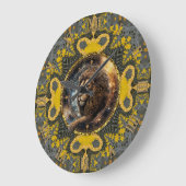 Leo Zodiac Gold Yellow Fraktal Mandala Artistic Große Wanduhr (Winkel)