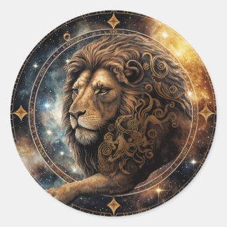 Leo Zodiac Graphic Runder Aufkleber
