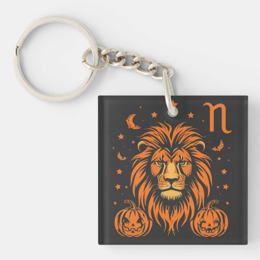 Leo Zodiac Lion Halloween Pumpkins Spooky Schlüsselanhänger (Vorderseite)