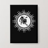 Leo Zodiac Lion Symbol mit Sternen Schwarz und Wei Button (Vorderseite)