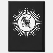 Leo Zodiac Lion Symbol mit Sternen Schwarz und Wei Magnet (Vorderseite)