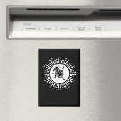 Leo Zodiac Lion Symbol mit Sternen Schwarz und Wei Magnet (In Situ (Geschirrspüler))
