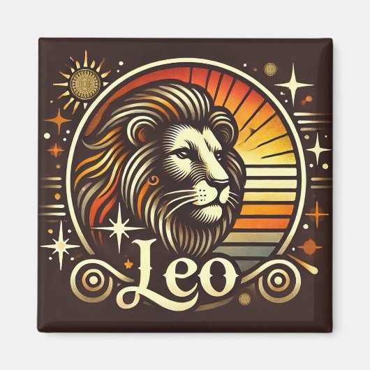 Leo Zodiac Magnet Vintag Design (Vorne)