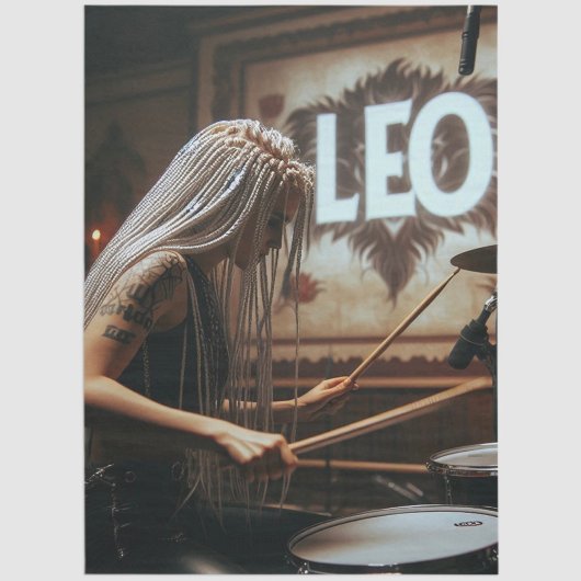 Leo Zodiac Musician Drums Decoupage Seidenpapier