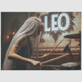 Leo Zodiac Musician Drums Decoupage Seidenpapier