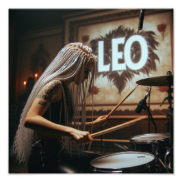 Leo Zodiac Musician Drums Fotodruck