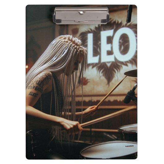 Leo Zodiac Musician Drums Klemmbrett (Vorderseite)
