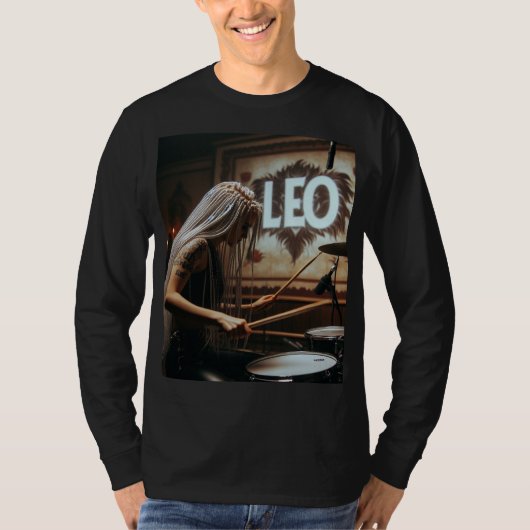 Leo Zodiac Musician Drums T-Shirt (Vorderseite)
