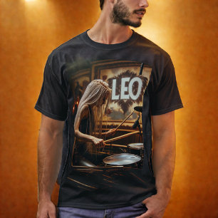 Leo Zodiac Musician Drums T-Shirt