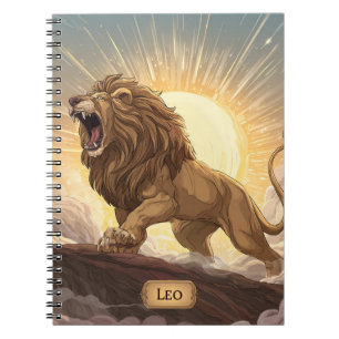 Leo Zodiac Notebook - Roaring Sunlit Lion Notizblock