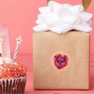 Leo Zodiac Pastel Heart Birthday Cake Runder Aufkleber