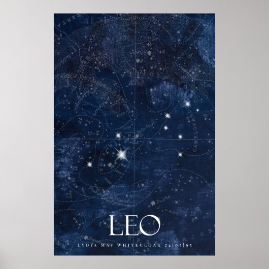 Leo Zodiac Poster mit Namen, Sternzeichen zodiac (Vorne)