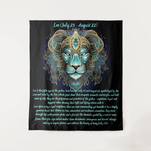 Leo Zodiac – Radiant Strength and Solar Majesty Wandteppich (Vorderseite)