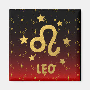 Leo Zodiac Red und Black Magnet