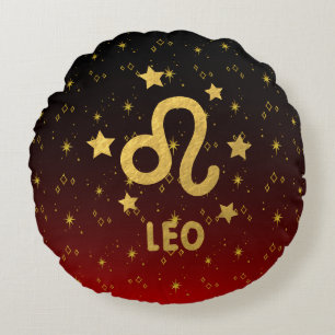 Leo Zodiac Red und Black Round Pillow Rundes Kissen