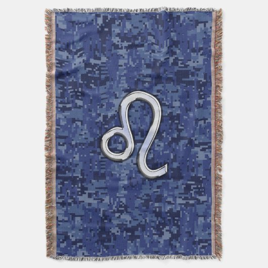 Leo Zodiac Sign auf Blue Digital Camouflage Decke (Vorderseite Vertikal)