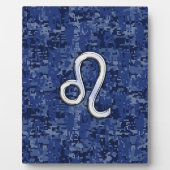 Leo Zodiac Sign auf Blue Digital Camouflage Fotoplatte (Vorderseite)