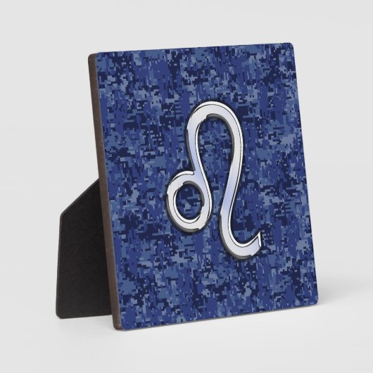 Leo Zodiac Sign auf Blue Digital Camouflage Fotoplatte (Vorderseite)