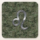 Leo Zodiac Sign auf der grünen digitalen Camouflag Rechteckiger Pappuntersetzer (Vorderseite)