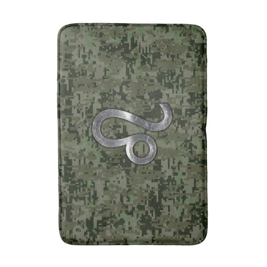 Leo Zodiac Sign auf der Olive Green Digital Camouf Badematte (Vorderseite Vertikal)