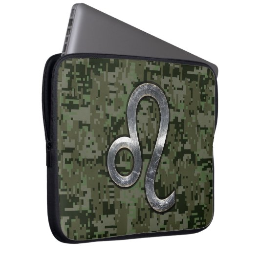 Leo Zodiac Sign auf der Olive Green Digital Camouf Laptopschutzhülle (Vorne Rechts)