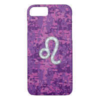 Leo Zodiac Sign auf Fuchsia Camouflage