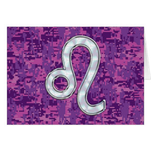 Leo Zodiac Sign auf Fuchsia Digital Camouflage