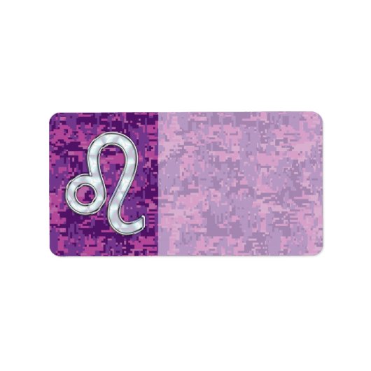 Leo Zodiac Sign auf Fuchsia Digital Camouflage Adressaufkleber (Vorne)