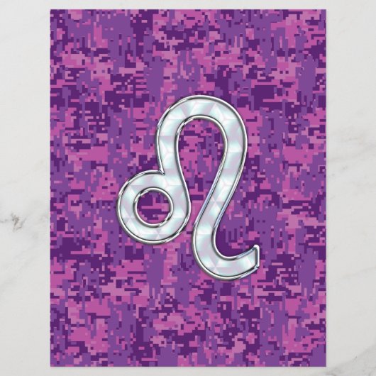Leo Zodiac Sign auf Fuchsia Digital Camouflage Flyer (Vorne)