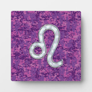 Leo Zodiac Sign auf Fuchsia Digital Camouflage Fotoplatte