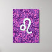 Leo Zodiac Sign auf Fuchsia Digital Camouflage Leinwanddruck (Vorderseite)