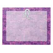 Leo Zodiac Sign auf Fuchsia Digital Camouflage Notizblock (Vorderseite)