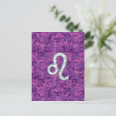 Leo Zodiac Sign auf Fuchsia Digital Camouflage Postkarte (Stehend Vorderseite)