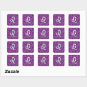 Leo Zodiac Sign auf Fuchsia Digital Camouflage Quadratischer Aufkleber (Blatt)