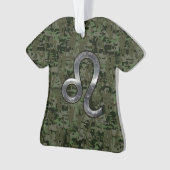 Leo Zodiac Sign auf Green Digital Camouflage Ornament (Vorderseite)