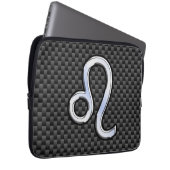 Leo Zodiac Sign auf Holzkohlefaser Print Laptopschutzhülle (Vorne Rechts)
