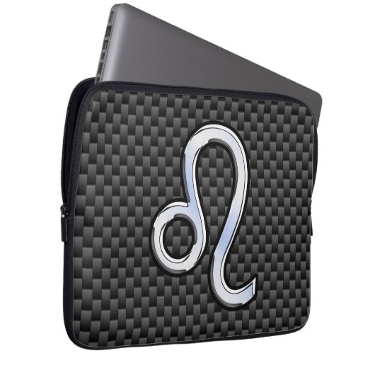 Leo Zodiac Sign auf Holzkohlefaser Print Laptopschutzhülle (Vorne Rechts)