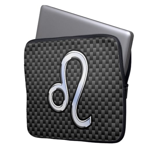 Leo Zodiac Sign auf Holzkohlefaser Print Laptopschutzhülle (Vorderseite Links)