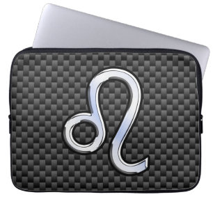 Leo Zodiac Sign auf Holzkohlefaser Print Laptopschutzhülle