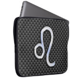 Leo Zodiac Sign auf Holzkohlefaser Print Laptopschutzhülle (Vorne Rechts)