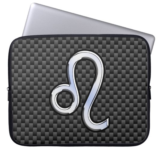 Leo Zodiac Sign auf Holzkohlefaser Print Laptopschutzhülle (Vorderseite)
