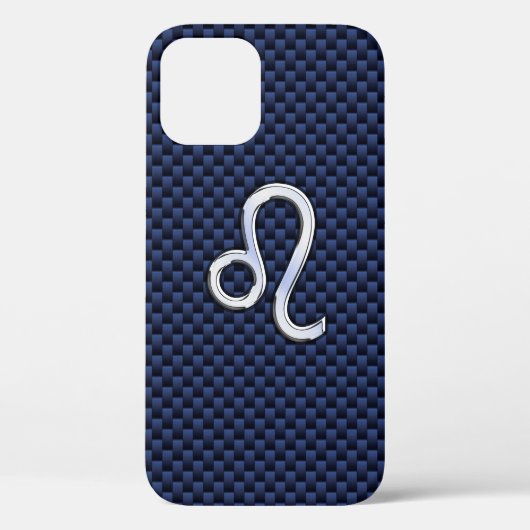 Leo Zodiac Sign auf Navy Blue Carbon Fibre Case-Mate iPhone Hülle (Rückseite)