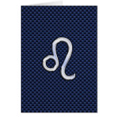 Leo Zodiac Sign auf Navy Blue Carbon Fibre Print (Vorne)
