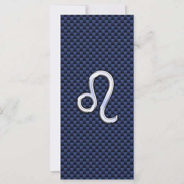 Leo Zodiac Sign auf Navy Blue Carbon Fibre Print (Vorderseite)
