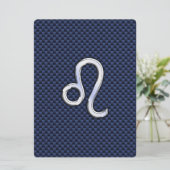 Leo Zodiac Sign auf Navy Blue Carbon Fibre Print (Stehend Vorderseite)