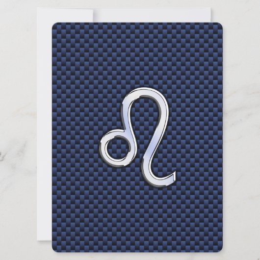 Leo Zodiac Sign auf Navy Blue Carbon Fibre Print (Vorderseite)