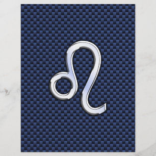 Leo Zodiac Sign auf Navy Blue Carbon Fibre Print Flyer